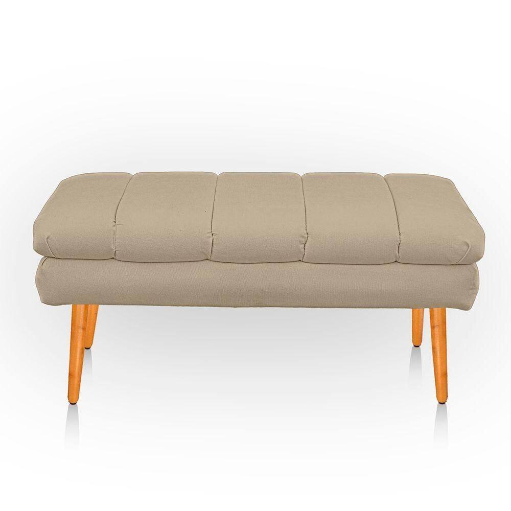 Puff Aparador Estofado Italy Decorativo Veludo Bege Escuro