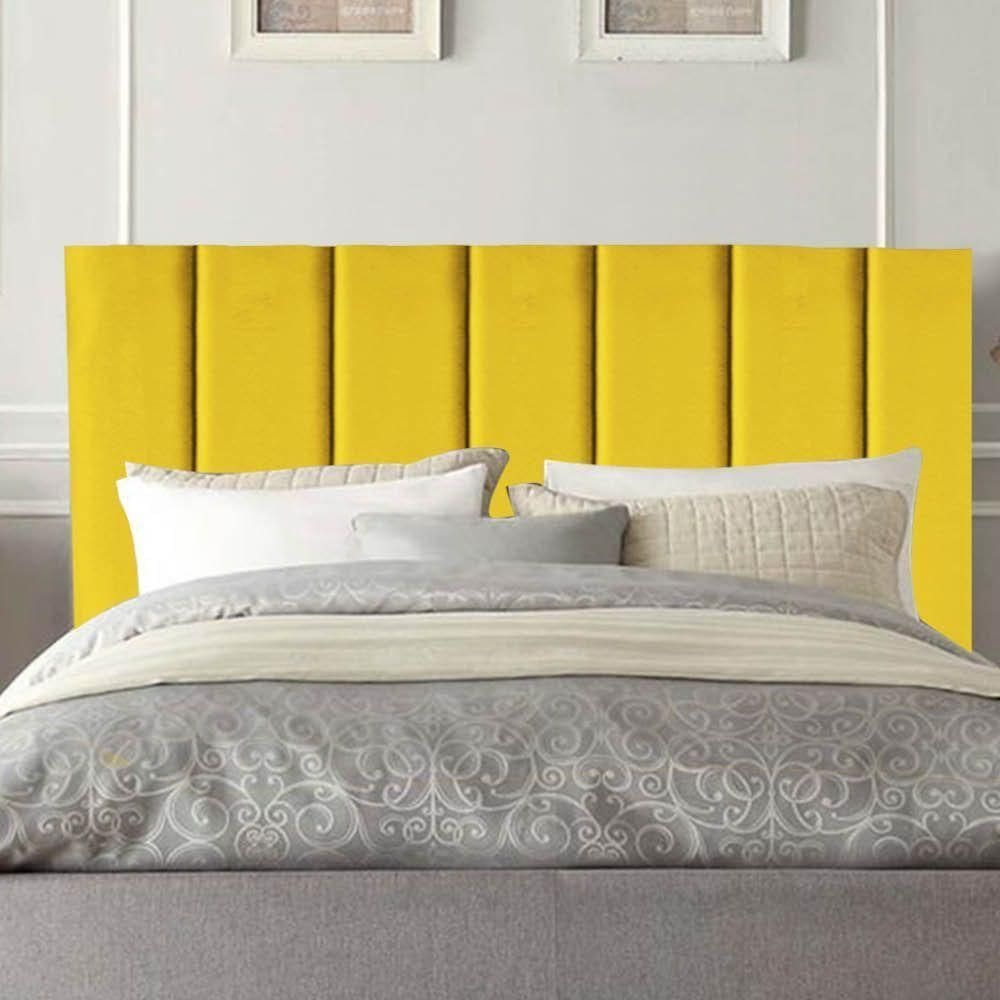 Cabeceira Estofada Carla 160cm Queen Size Para Cama Box Quarto Suede Amarelo - Gat Magazine