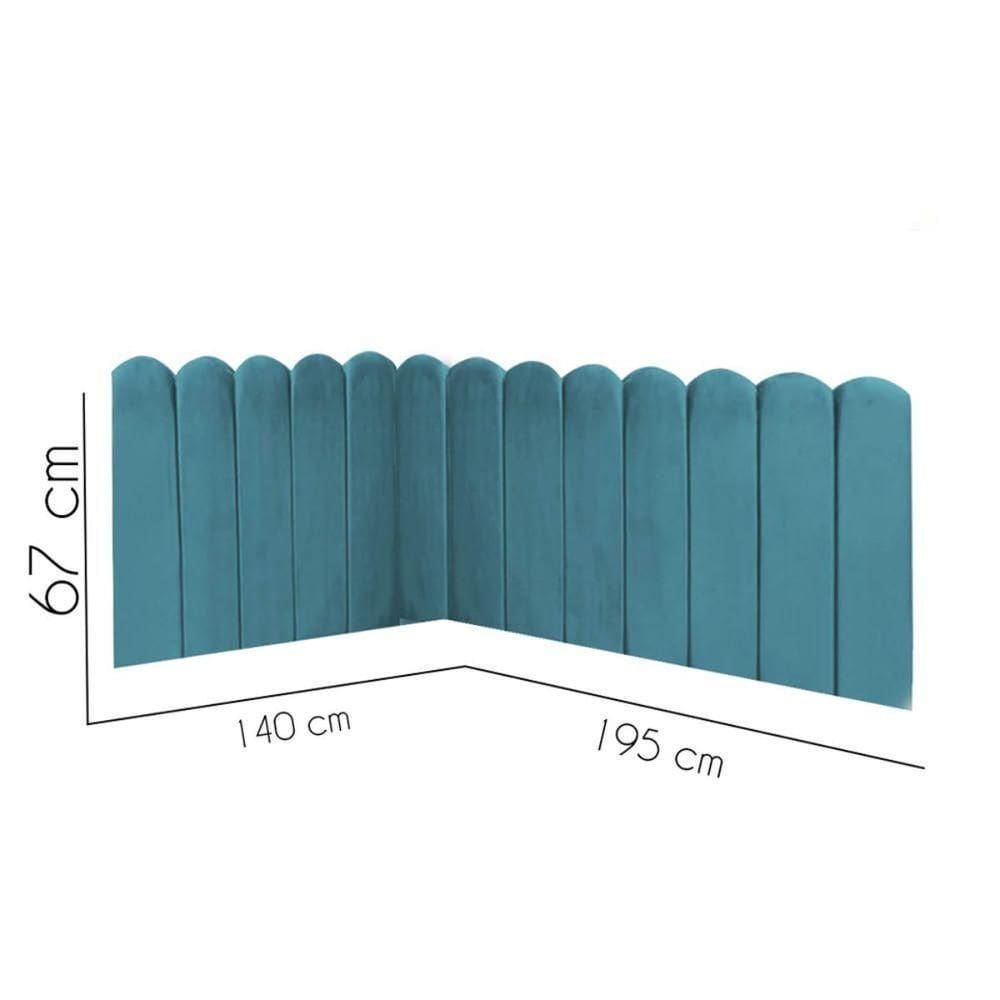 Cabeceira Painel Cama Casal Box Nuvem Suede Sandy 140 Cm :azul Turquesa