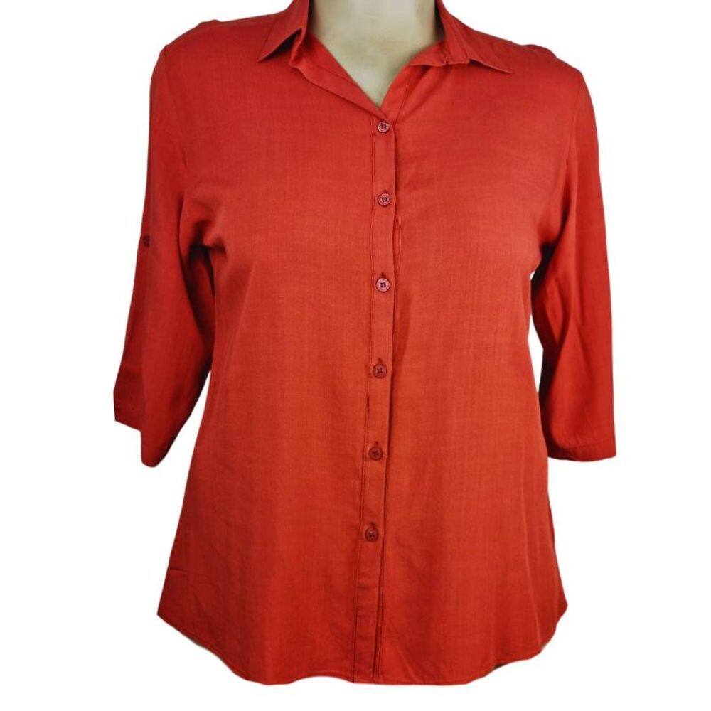 Camisete Feminino 3/4 Cores Lisas Terracota 100% Viscose