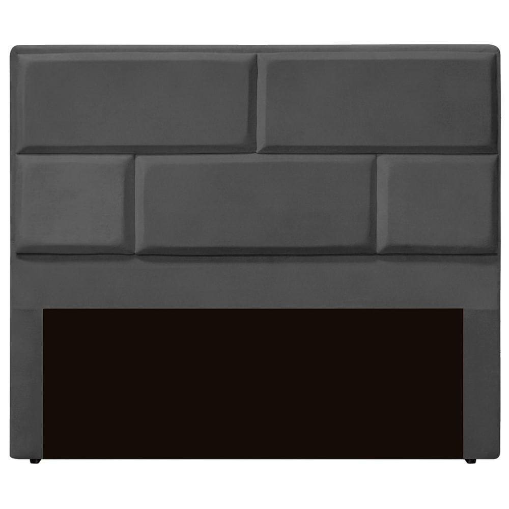 Cabeceira Casal King Size Estofada Para Cama Box Jade Veludo Cinza Escuro