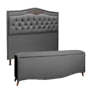 Conjunto Cabeceira E Calçadeira Holanda 1,95 Cm Linho Speciale Home Trovão