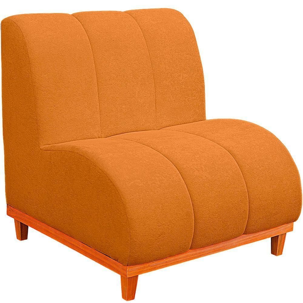 Namoradeira Marselha Base De Madeira Para Sala Hotel Tecido Boucle Cor Terracota