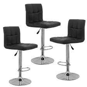 Kit Com 3 Banqueta Gomos Confort , Giratoria, Com Regulagem De Altura Preta