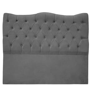 Cabeceira Casal Queen Para Cama Box Estofada Dunas Veludo Cinza Escuro