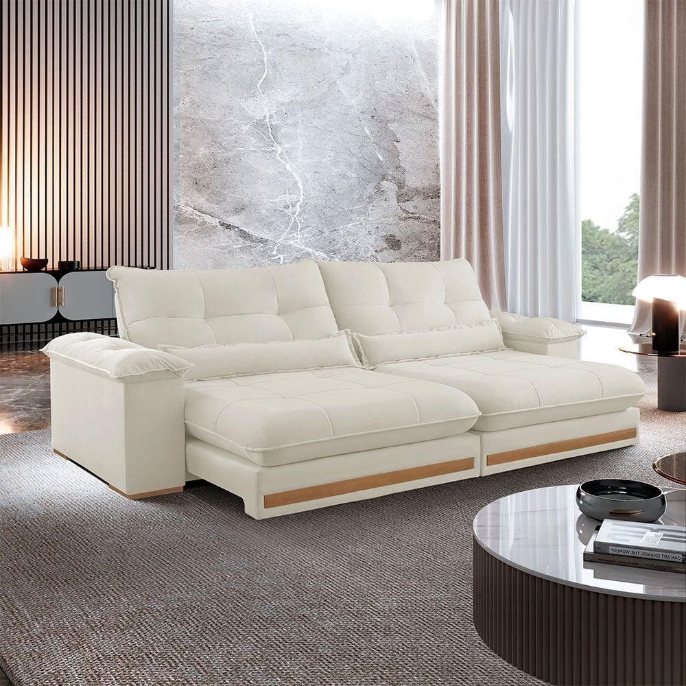 Sofá Dubai Linho 02 Módulos De 120 Cm B25 Cm Meu Sofá Online A302 Linho Branco