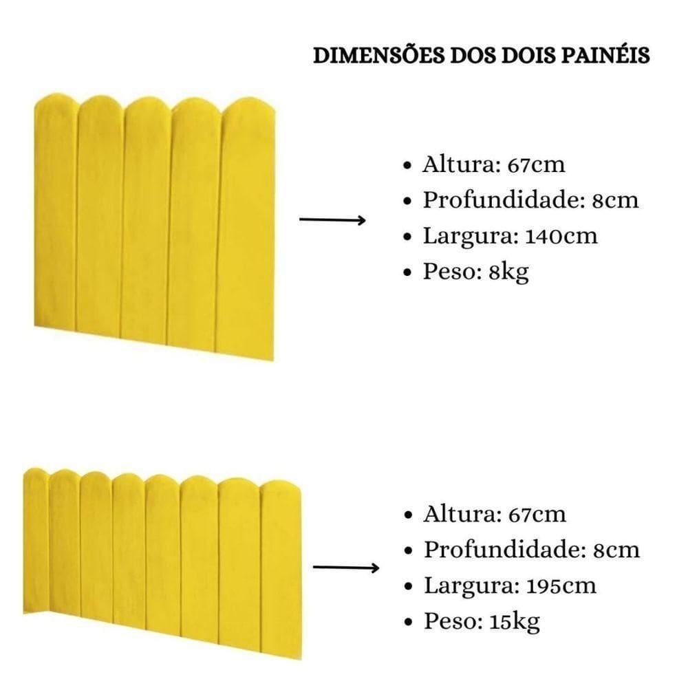 Cabeceira Painel Cama Casal Box Nuvem Suede Sandy 140 Cm :amarelo