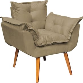 Poltrona Decorativa Alice Suede Cores Pé Trapézio 30cm Castanho - Nude, Suede