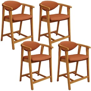 Kit 04 Banquetas Baixa Cozinha Bancada Cecília L02 Tecido Terracota