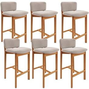 Kit 06 Banquetas Alta Para Cozinha Sala De Jantar Bar Dara L02 Bouclê Creme - Lyam Decor