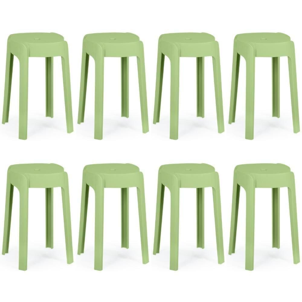 Kit 8 Banquetas Baixa Empilhável Nordica - Verde
