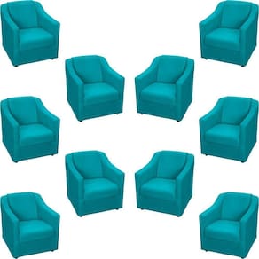 Kit 10 Poltronas Decorativa Mila Pé De Plástico Cromado - Azul-turquesa Suede