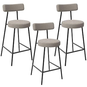 Kit 03 Banquetas Baixa Para Cozinha Sala De Jantar Bar Bancada Milão L02 Bouclê Creme