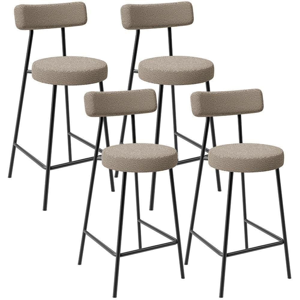 Kit 04 Banquetas Baixa Para Cozinha Sala De Jantar Bar Bancada Milão L02 Bouclê Bege
