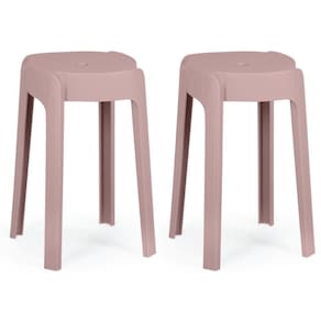 Kit 2 Banquetas Baixa Empilhável Nordica - Rosa