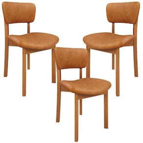 Kit 03 Cadeiras Para Sala De Jantar Cozinha Living Estofada Dara L02 Couríssimo Canela - Lyam Decor