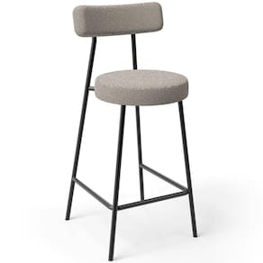 Banqueta Baixa Para Cozinha Sala De Jantar Bar Bancada Milão L02 Bouclê Creme -LyamDecor