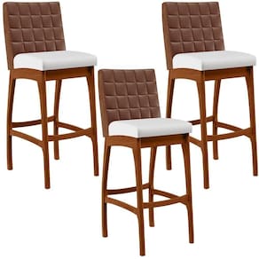 Kit 3 Banquetas Altas Mila Marrom Corano Branco