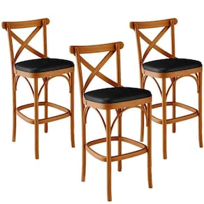 Kit 03 Banquetas Altas Cozinha Bancada Estofada ávila L02 Couríssimo Preto - Lyam