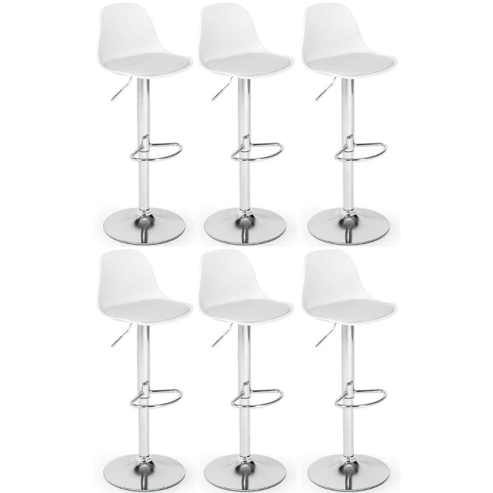 Kit 6 Banqueta Alta Leda Com Base Giratória E - Branco