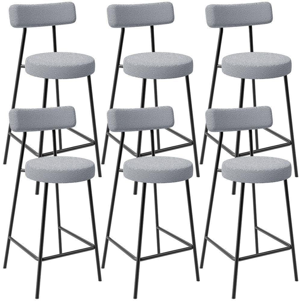 Kit 06 Banquetas Baixa Para Cozinha Sala De Jantar Bar Bancada Milão L02 Bouclê Cinza