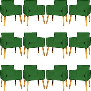 Kit 12 Poltronas Decorativa Para Sala Nina Suede Cores Pé Palito 30cm Castanho - Suede