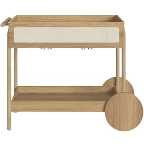 Carrinho Bar Com Porta Taças Pés Madeira Moss A03 Hanover Roble