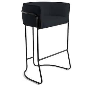 Banqueta Decorativa Base De Aço Preto Betina D02 Preto C-05
