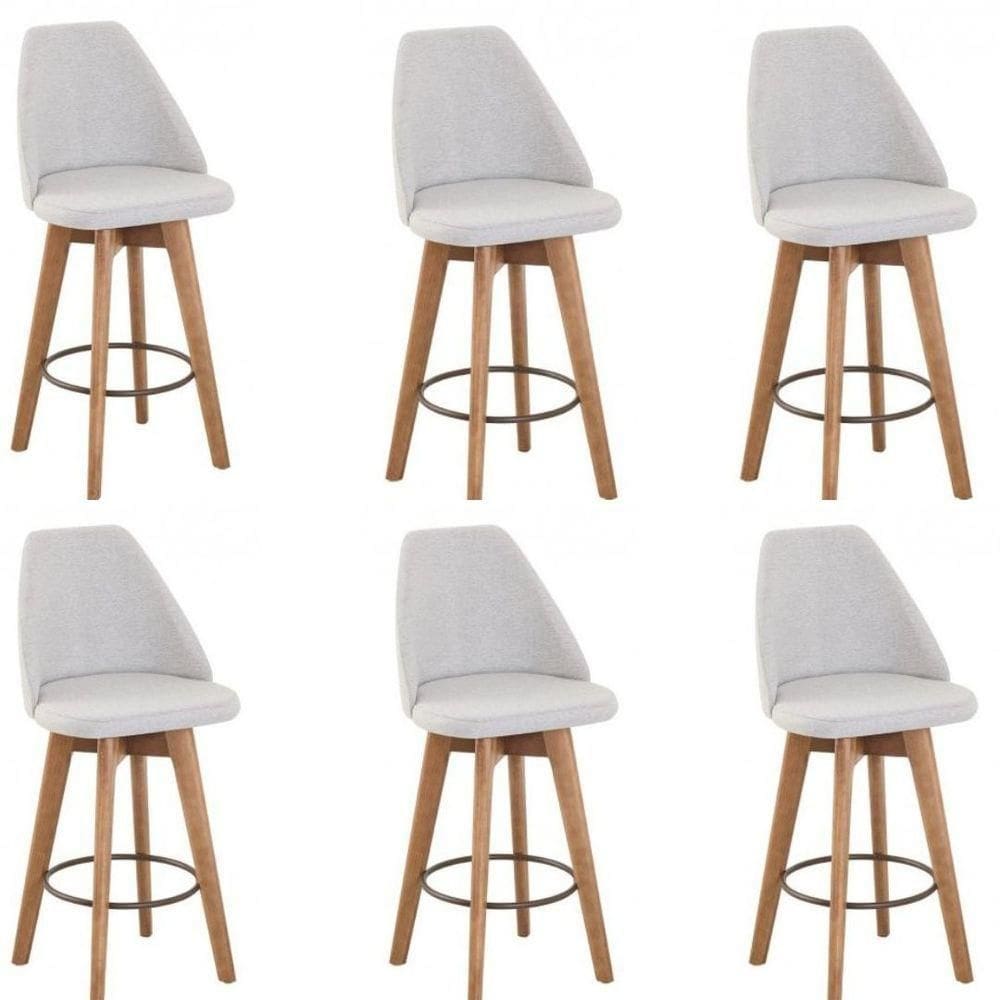 Kit 6 Banquetas Maya Gourmet Gitarória-altura 62 Cm Do Chão Até O Assento-tecido Linho