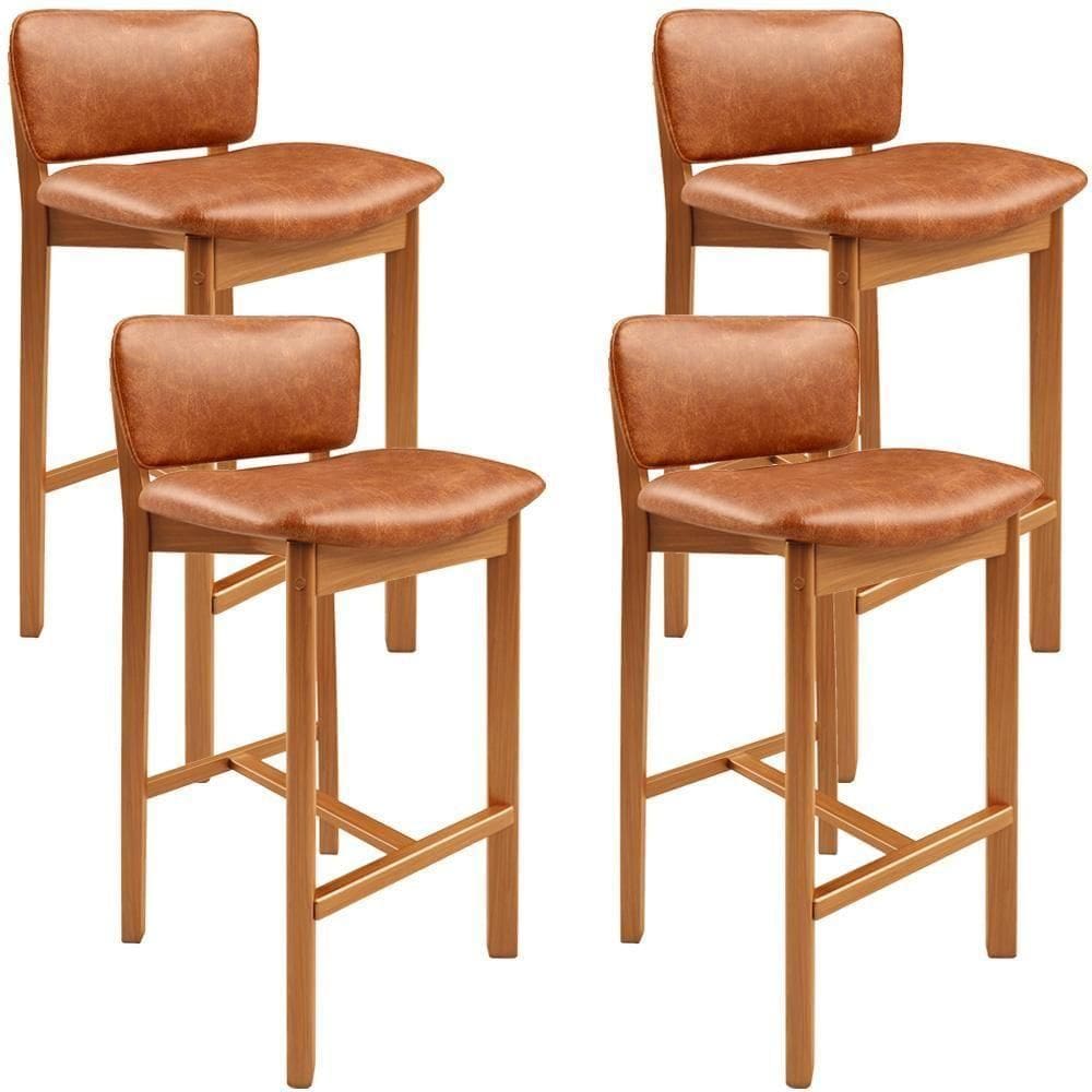 Kit 04 Banquetas Alta Para Cozinha Sala De Jantar Bar Dara L02 Couríssimo Camel - Lyam Decor