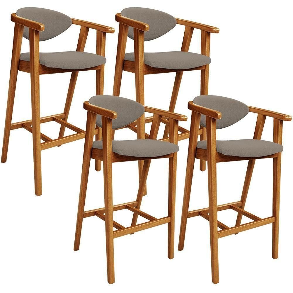 Kit 04 Banquetas Alta Para Cozinha Bancada Bar Sala De Jantar Fixa Cecília L02 Bouclê Bege