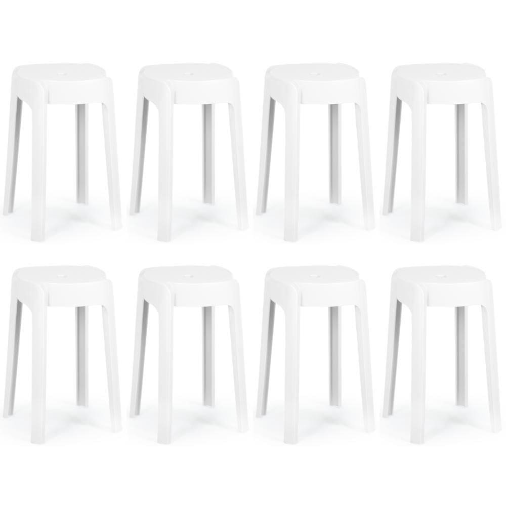 Kit 8 Banquetas Baixa Empilhável Nordica - Branco