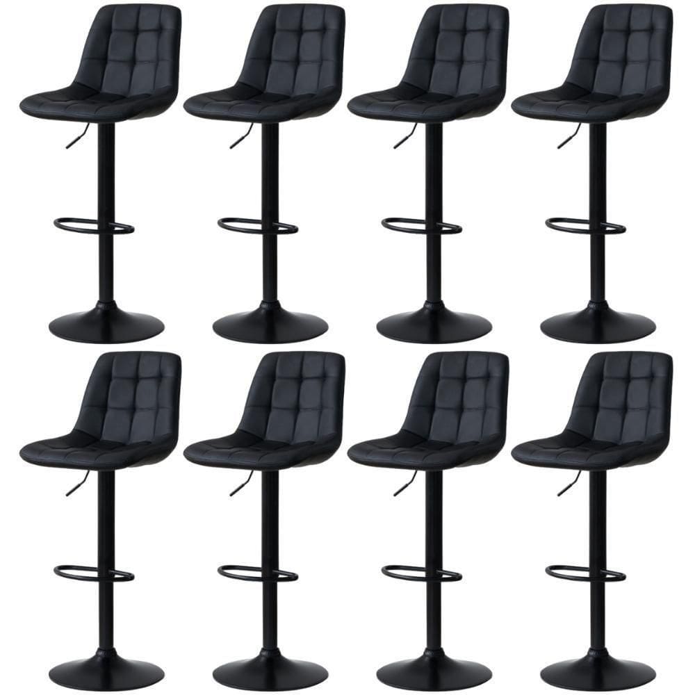 Kit 8 Banqueta Alta Elegance Com Base Giratória E - Preto