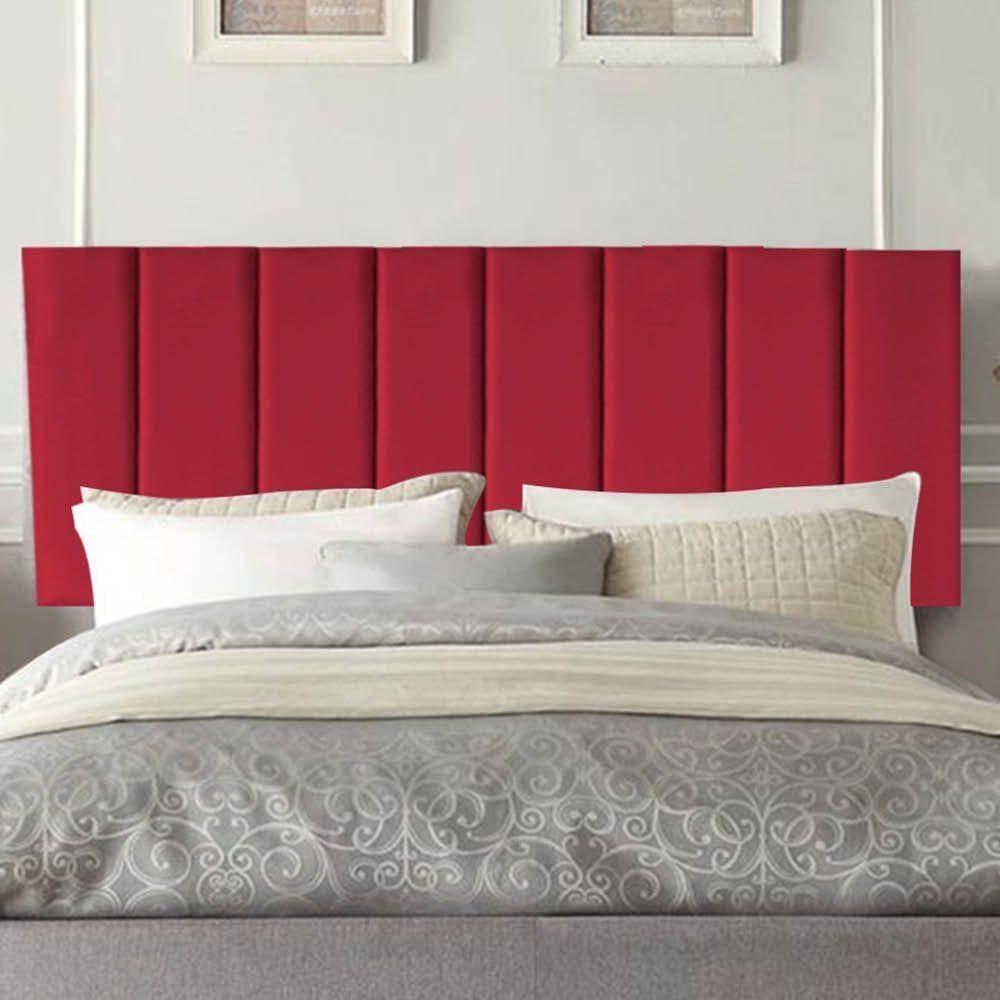 Painel Estofada Carla 90cm Solteiro Para Cama Box Quarto Corino Vermelho