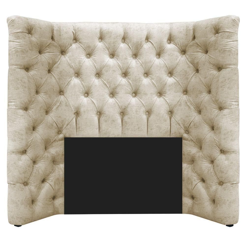 Cabeceira Solteiro Everest P02 90cm Para Cama Box Linho - Doce Sonho Móveis Bege