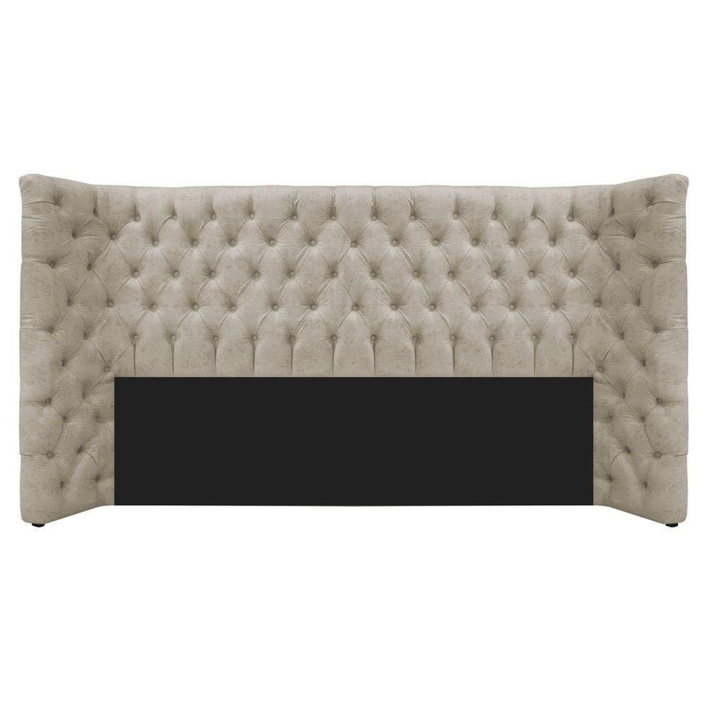 Cabeceira King Everest P02 195cm Para Cama Box Suede - Doce Sonho Móveis Bege