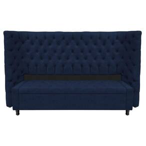 Kit Cabeceira e Calçadeira Baú King Everest P02 195cm Para Cama Box Suede Azul Marinho