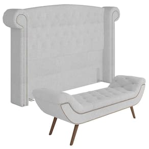Cabeceira Cama Box Queen 160cm Provença E Recamier Veneto P02 Bouclé Branco - Mpozenato