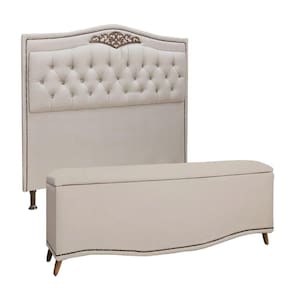 Conjunto Cabeceira E Calçadeira Holanda 1,95 Cm Linho Speciale Home Capuccino