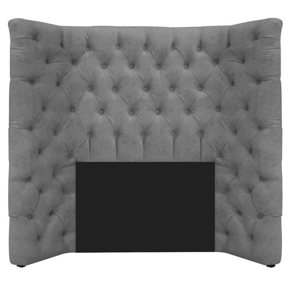 Cabeceira Solteiro Everest P02 90cm Para Cama Box Suede Cinza