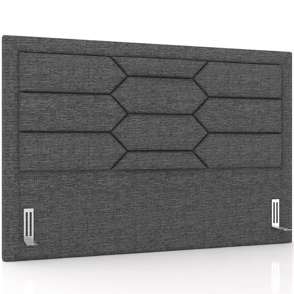 Cabeceira Cama Box King 195cm Estofada Nora P05 Linho Cinza Escuro