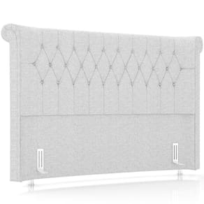 Cabeceira Cama Box Queen 160cm Estofada Meora P05 Linho Cinza Claro