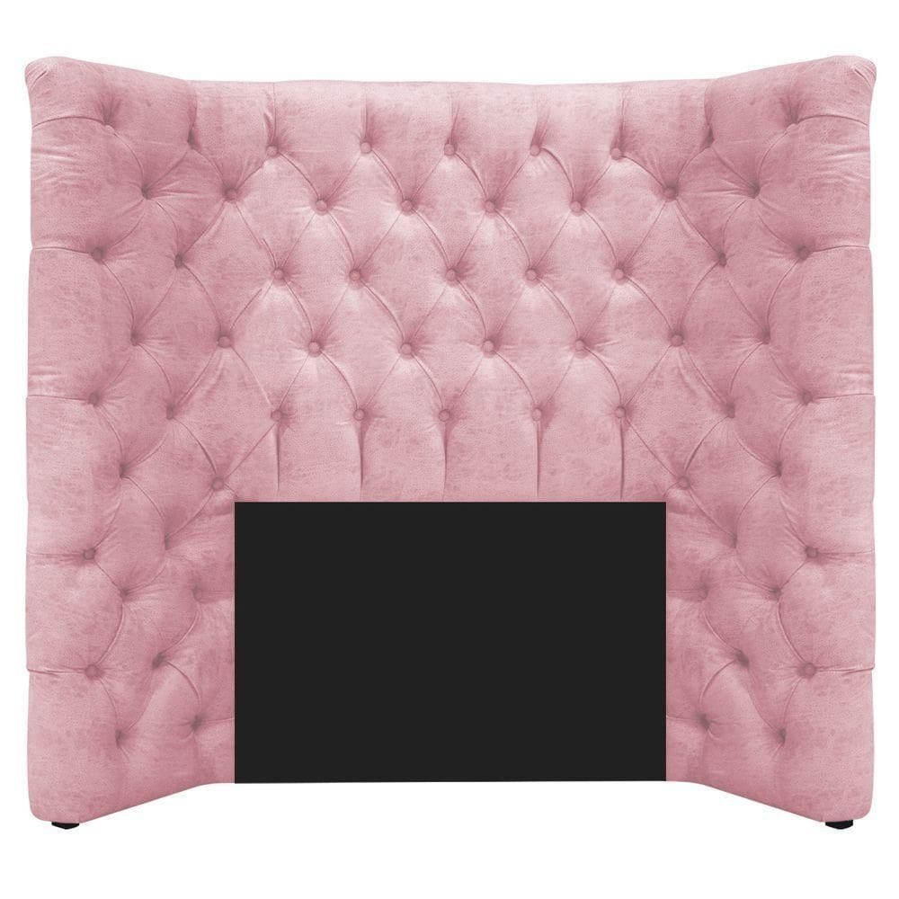 Cabeceira Solteiro Everest P02 90cm Para Cama Box Suede - Doce Sonho Móveis Rosa Bebê