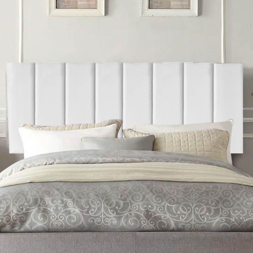 Painel Estofada Carla 90cm Solteiro Para Cama Box Quarto Corino Branco