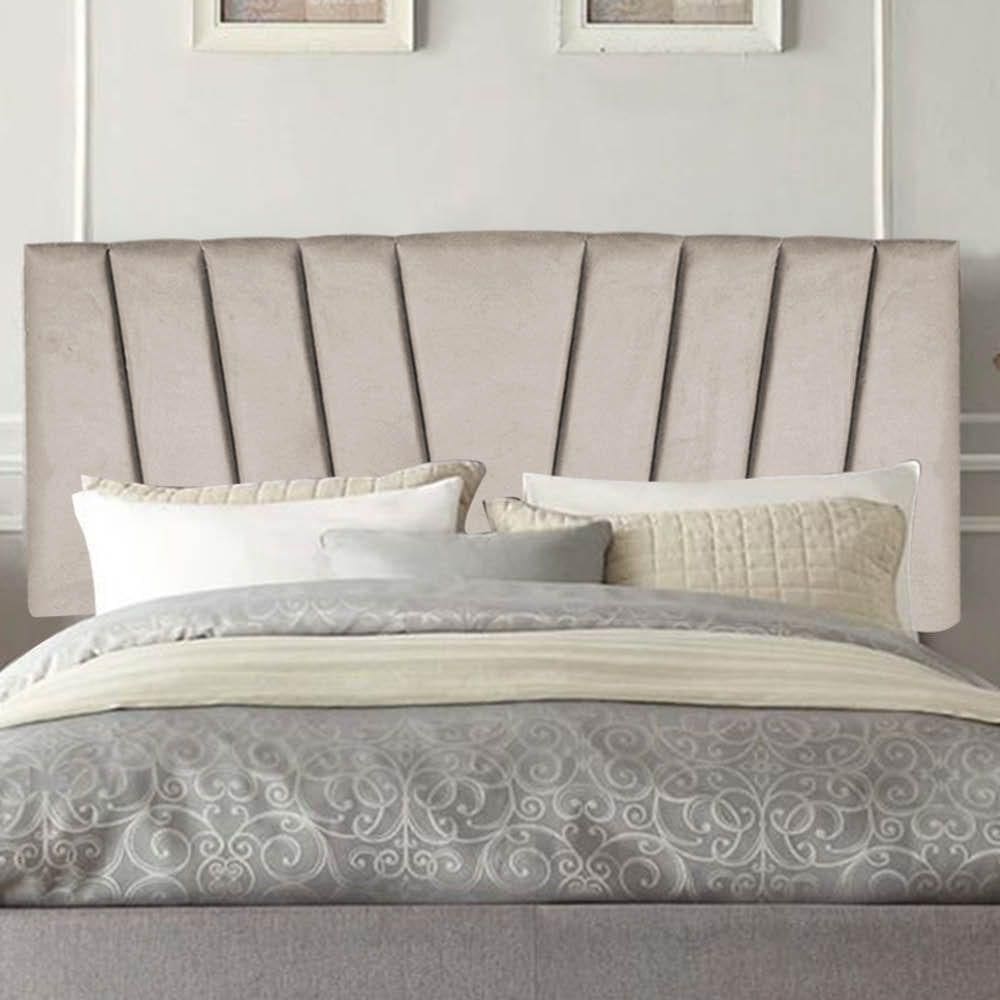 Painel Estofada Bélgica 100cm Solteiro Para Cama Box Quarto Suede Bege