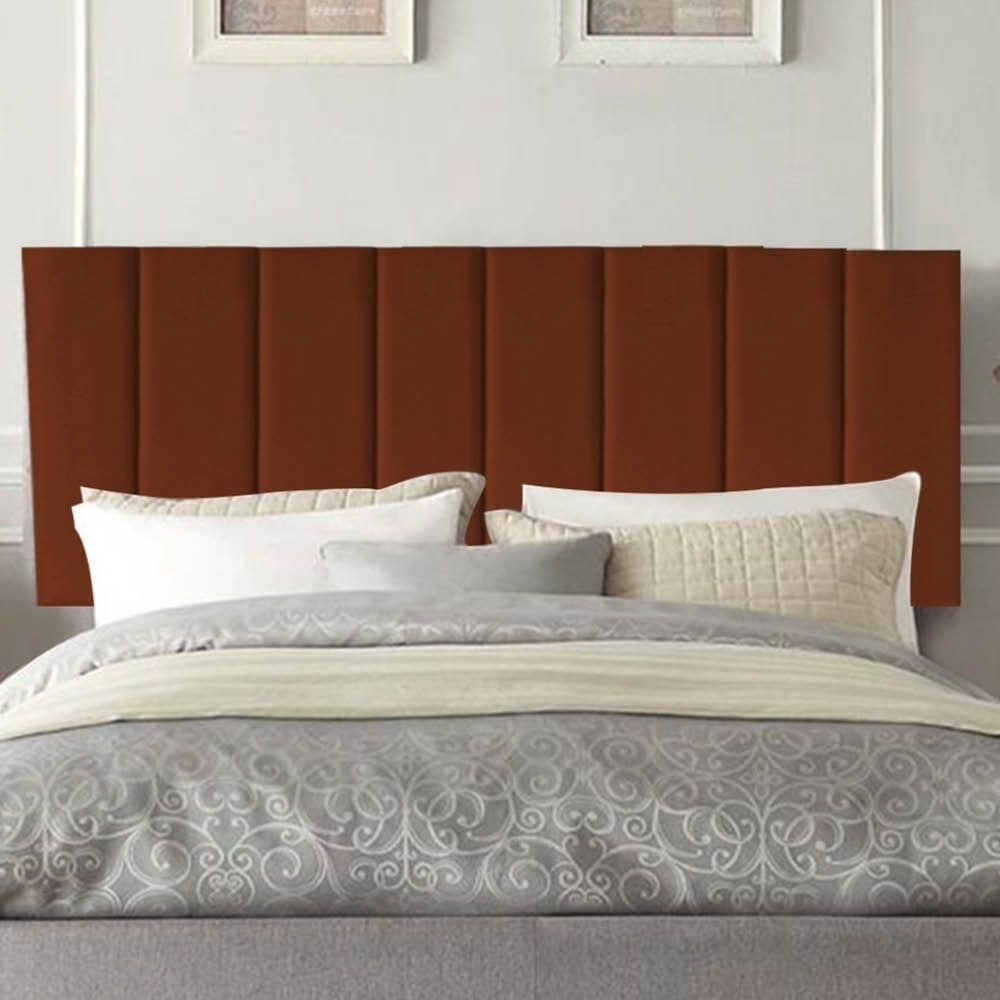 Painel Estofada Carla 140cm Casal Para Cama Box Quarto Suede Terracota Telha