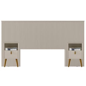 Kit Cabeceira Casal 240cm Com Mesa De Cabeceira Off White