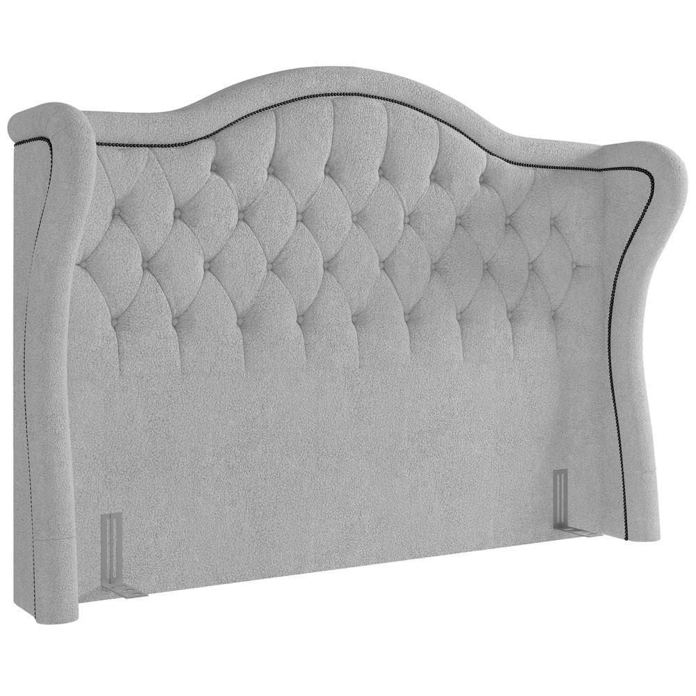 Cabeceira Cama Box Casal 160 Cm P05 Lisboa Bouclê Cinza - Lyam Decor