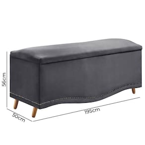 Conjunto Cabeceira E Calçadeira Holanda 1,95 Cm Veludo 2.0 Speciale Home Cinza Chumbo
