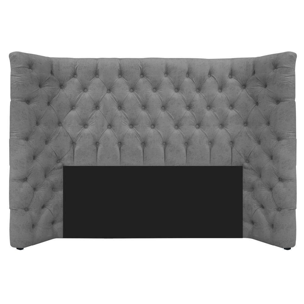 Cabeceira Casal Everest P02 140cm Para Cama Box Suede - Doce Sonho Móveis Cinza